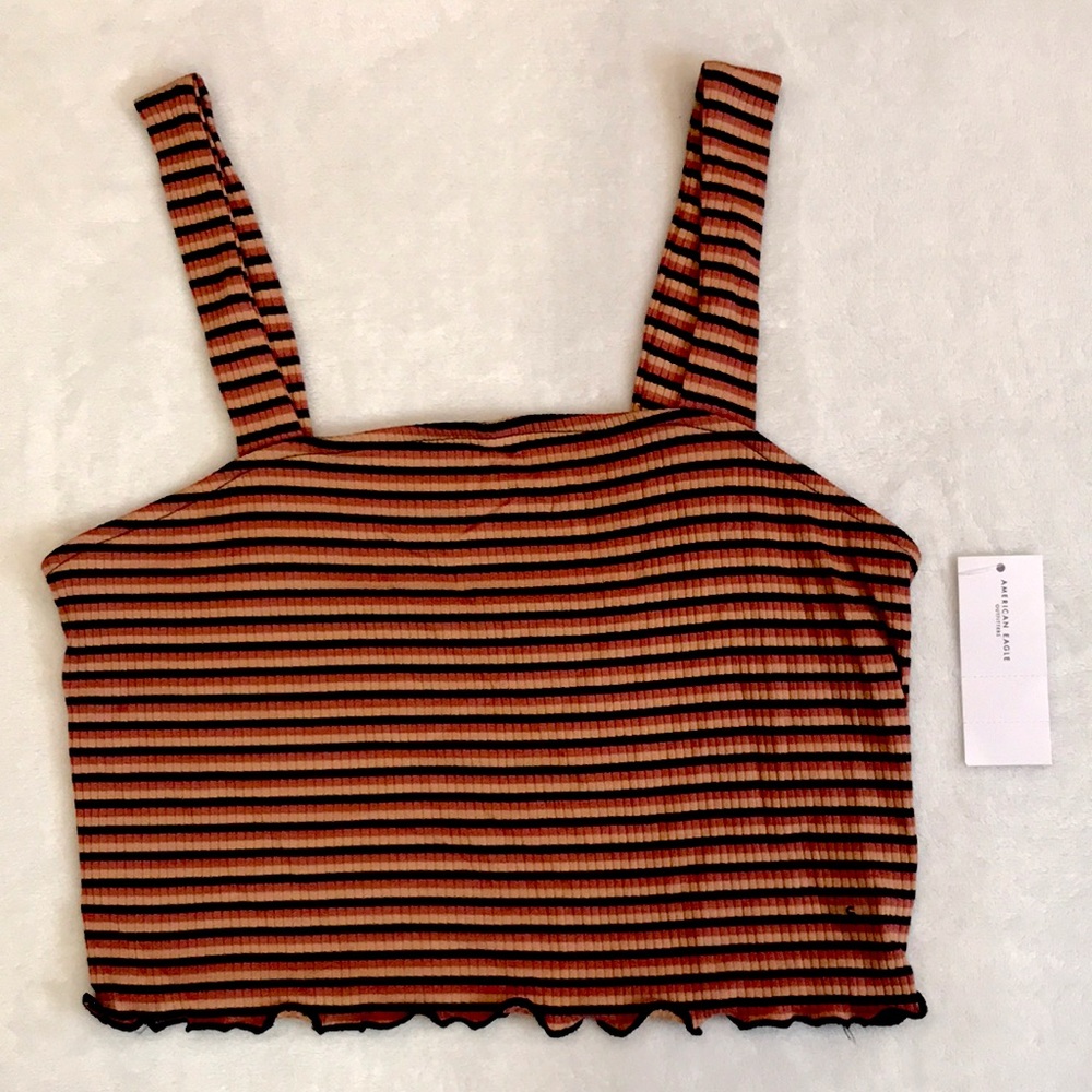 American Eagle Stripe Rib Crop Tank Tube Top Small
